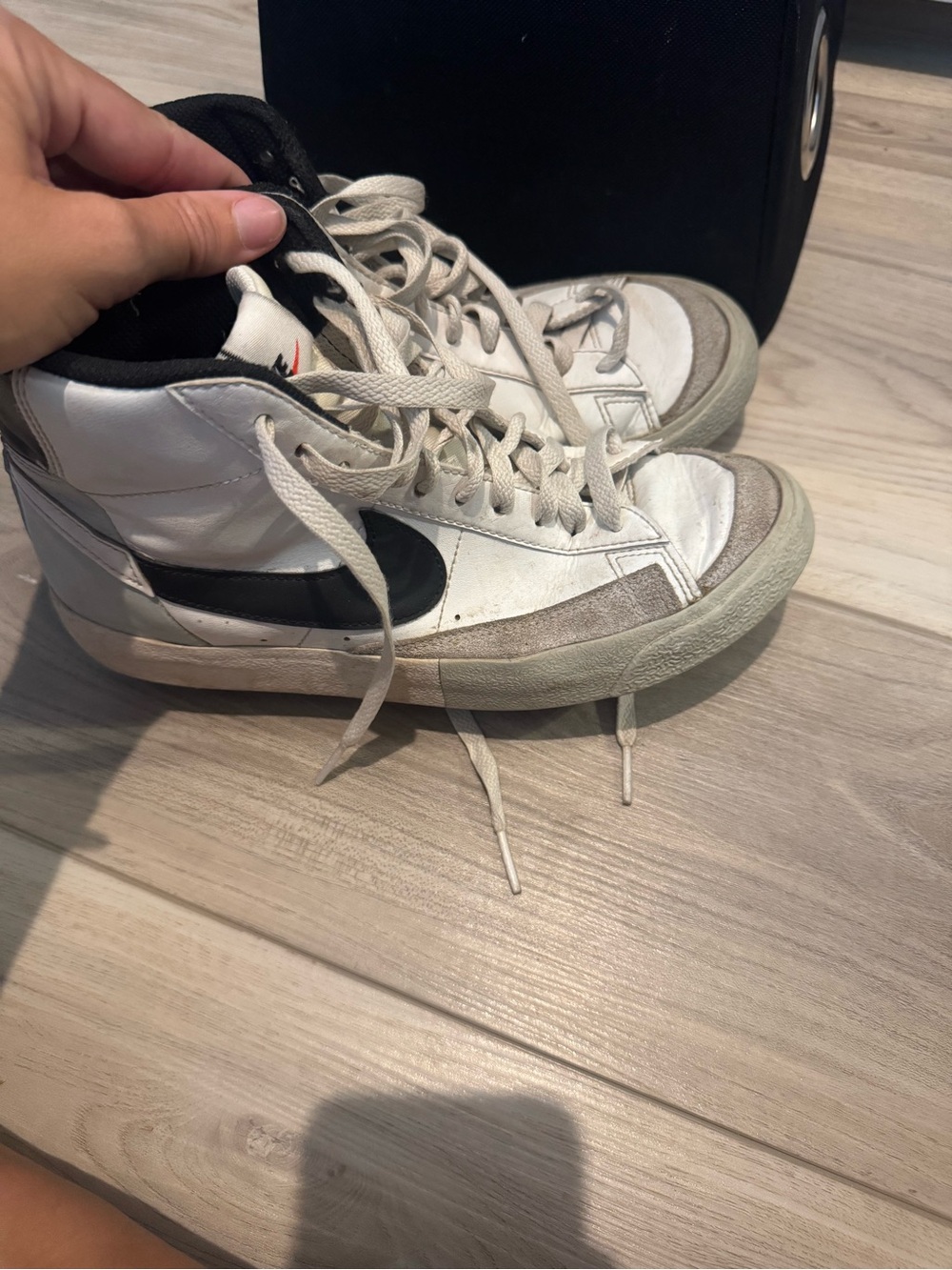 Nike Kids High-Top Sneakers in White and Black